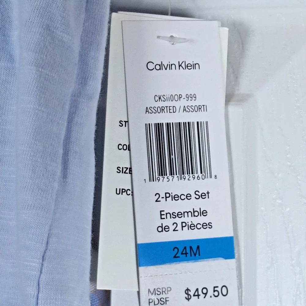 Calvin Klein Baby 2-Piece Rosette Logo Shirt Gauze Skirted Diaper Cover Set NWT